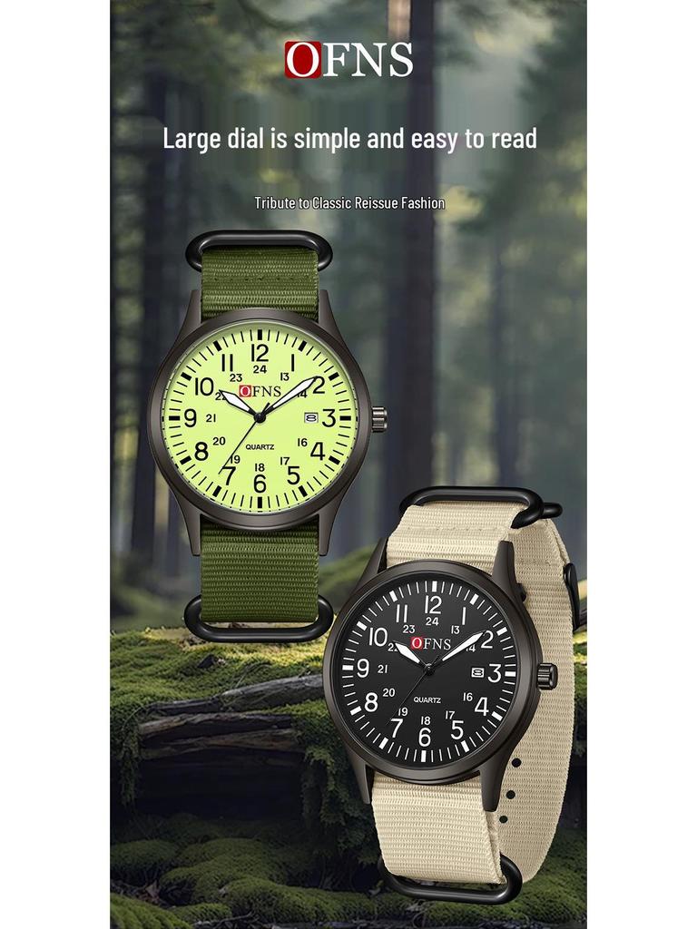 OFNS Unisex Quartz Exam Watch: Simple, Waterproof, Calendar, Fluorescent.
