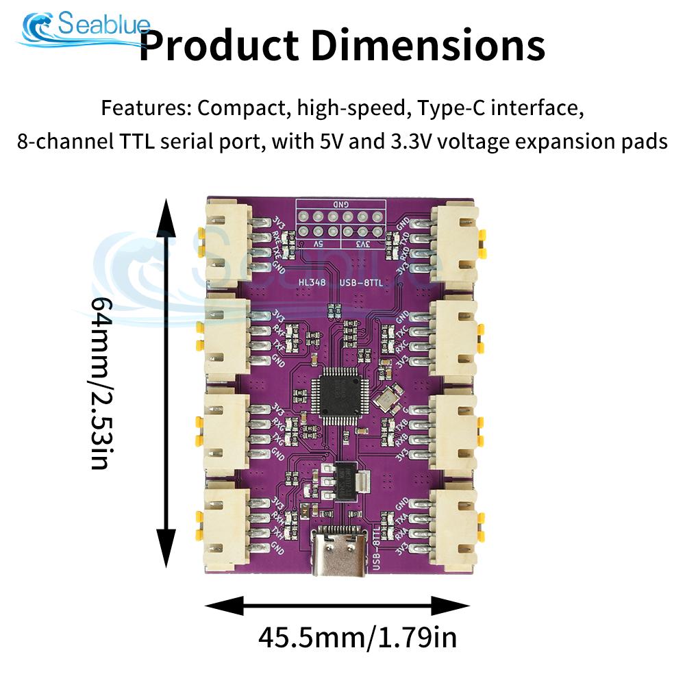 High Speed USB To TTL Serial Converter Module 1/2/4/8 Channel With Type-C Interface Support 3Mbps 6Mbps For Windows Linux macOS