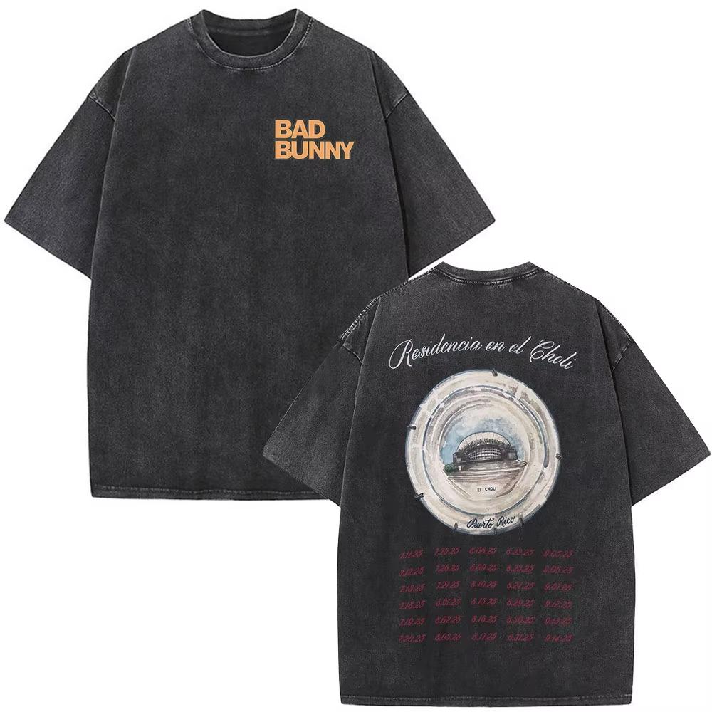 Washed Vintage Bad Bunny DTMF Residencia En El Choli Merch TShirts Debi Tirar Mas Fotos Tshirt Mens Hip Hop Oversized Tshirts