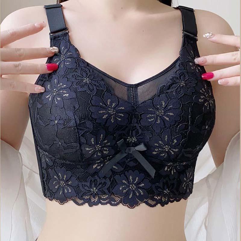 Large Breasts Show Small Without Steel Ring Latex Underwear Ladies Gathered Anti-sagging Adjustable Thin Section Bra
