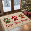 Christmas Doormat Non?Slip Front Entrance Rug Washable Indoor Outdoor Xmas Paw Print Reindeer Winter Home Decor Mat