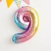 Korean Xiaohongshu 30-inch Rainbow Gradient Number Balloons for Children's Birthday Party Photo Decor.