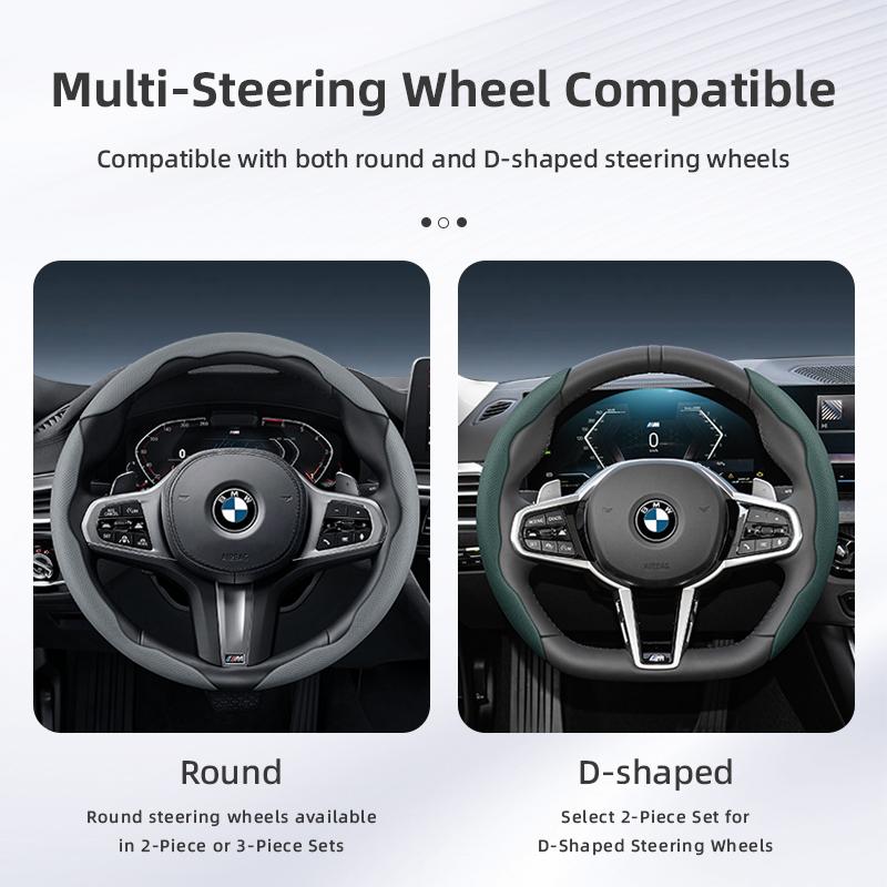 Suitable for Bmw Breathable Hole Leather Steering Wheel Cover Segmented Quick Release Design Non-Slip Durable E46 F20 E87 E39 E91 G20 F31 E93 X3 E83