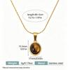 18k Gold Plated Geometric Tiger Eye Pendant Necklace - Luxury Retro Women's Clavicle Chain