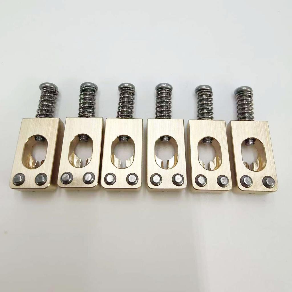 6-piece Set of Round-hole Bridge Natural Brass and Natural Stainless Steel Electric Guitar Bridges String Guide Bridge