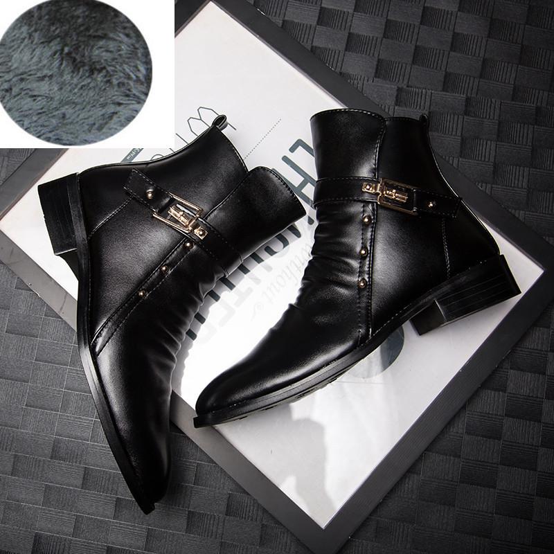 

2026 high-end Elegant Chelsea Boots Leather Men Ankle Shoes Slip-on Dress Formal Boot for Man Pointed Toe Knight botas masculino 37 чёрный