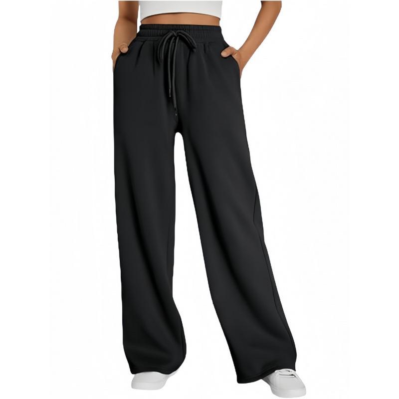 Women's Spring Wide-leg Sports Pants, with Pockets, Casual Drawstring Pants, Suitable for Pairing with Casual Wear