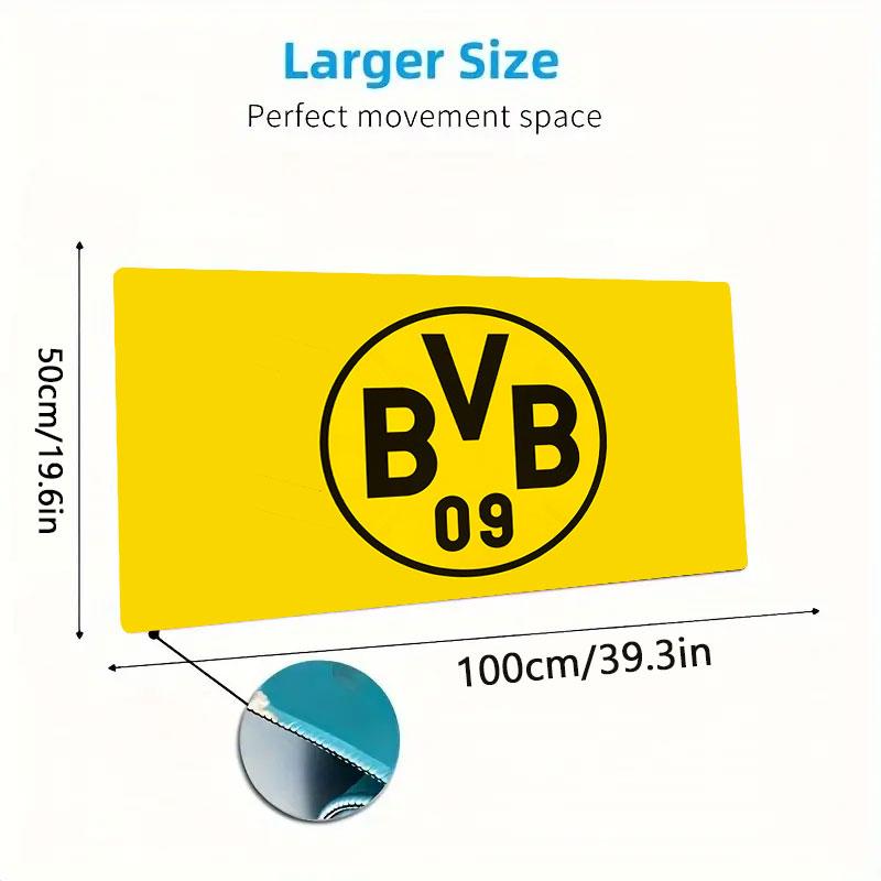 Dortmund Team Logo Mauspade, Große Gaming Schreibtischmatte, Rutschfestes XXL Mauspade für Laptop & Tablet, Mini-PC Spielmatte mit Genähten Kanten