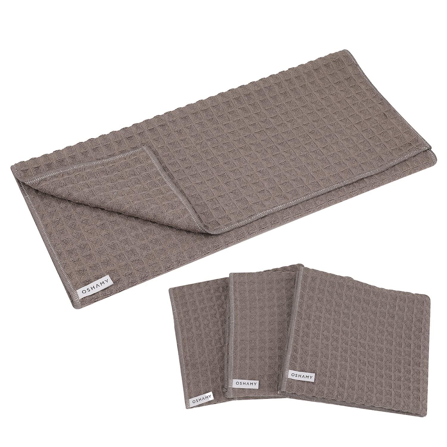 OSHAMY Dish Drying Mats, 5x More Absorbent Than Regular Towels, Super Absorbent, Quick-Drying, Waffle-Fabric Microfiber, Large, 40x70cm, Set of 3 (Cha