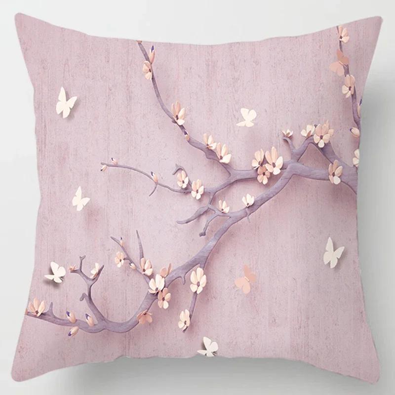 Square Pillow Case, D Printing Flower, Elegant and Fresh, Home Decoration, Living Room Sofa Cushion Cover, Pillow Case