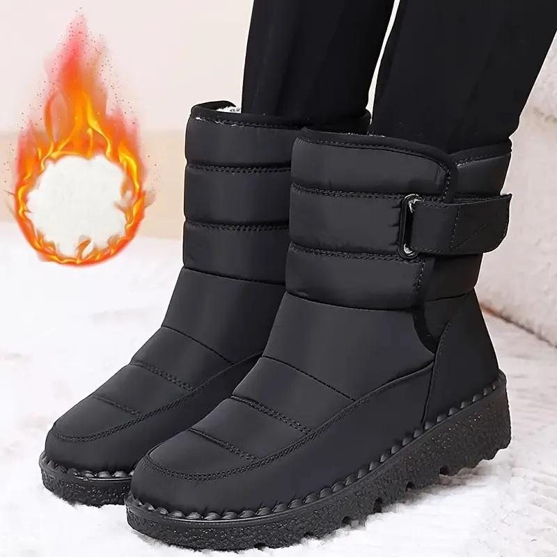 Fashion Plus Size Down Waterproof Snow Boots for Women Winter Thick Plush Warm Cotton Padded Shoes Woman Non Slip Platform Ankle Boots