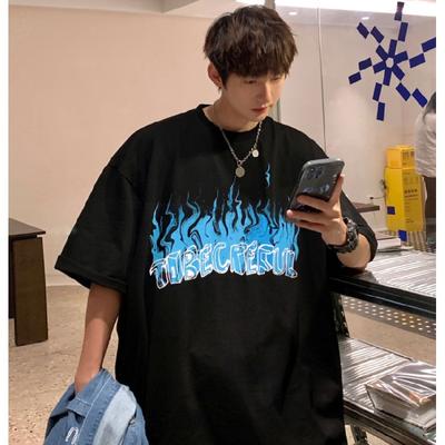 Men Short Sleeve T-Shirts Letter Graphic Print Half Sleeve Tshirts Pullover T-shirt Casual Tee Man Korean Casual Round Neck Retro Tops For