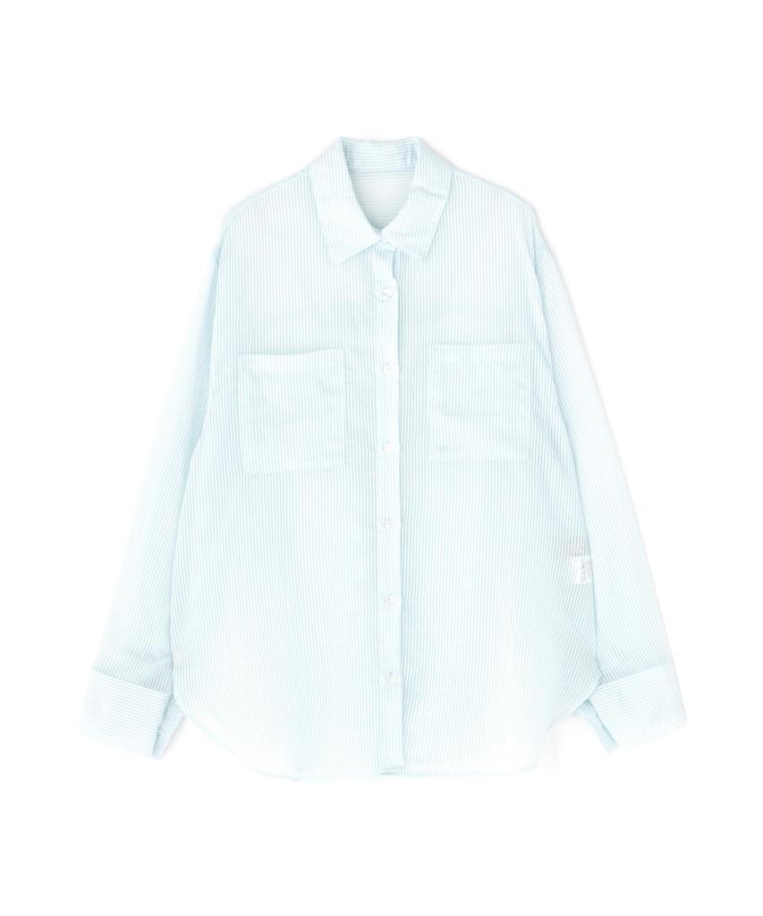 N Natural Beauty Sheer Striped Size M Basic Shirt, Women's, Blue,