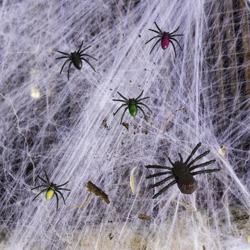 5Pcs Portable Faux Spiders Party Supplies Easy Indoors Outdoor Halloween Decoration Halloween Party Supplies