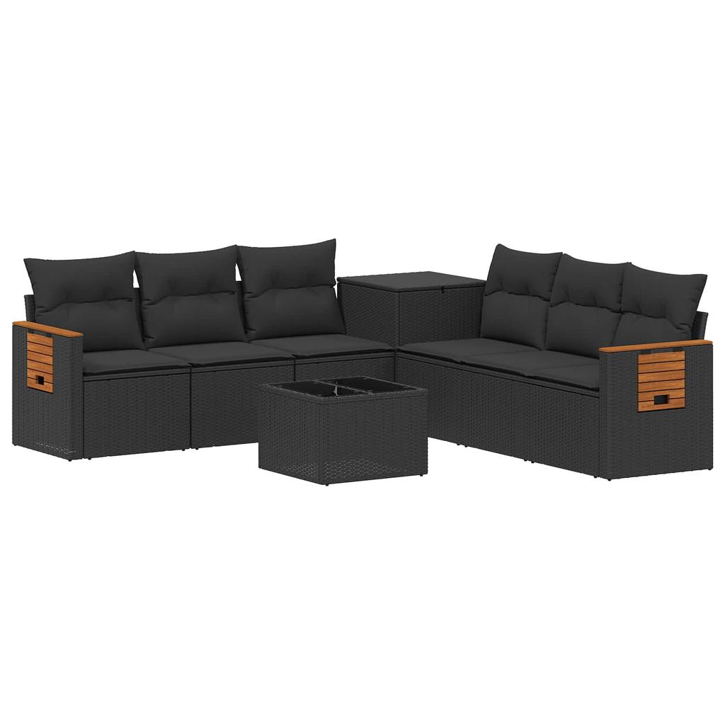 Sofa Set 8 Pieces Black Poly Rattan and Steel