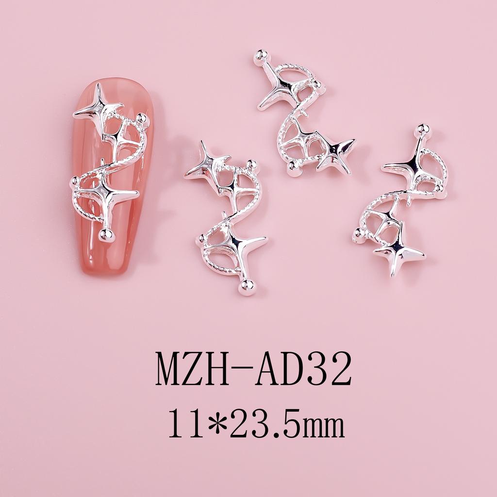 Metal Pentagram Nail Art Jewelry DIY Hollow Three-dimensional Nail Accessories Alloy Star Nail Art Diamond Jewelry 10pcs