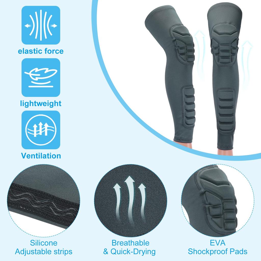 PATIKIL L Knee and Calf Knee Brace Compression Leg Protective Calf and Shin Guards for Youth and and Gray Pads, 2-Pack Pads, Sleeves, Adults,