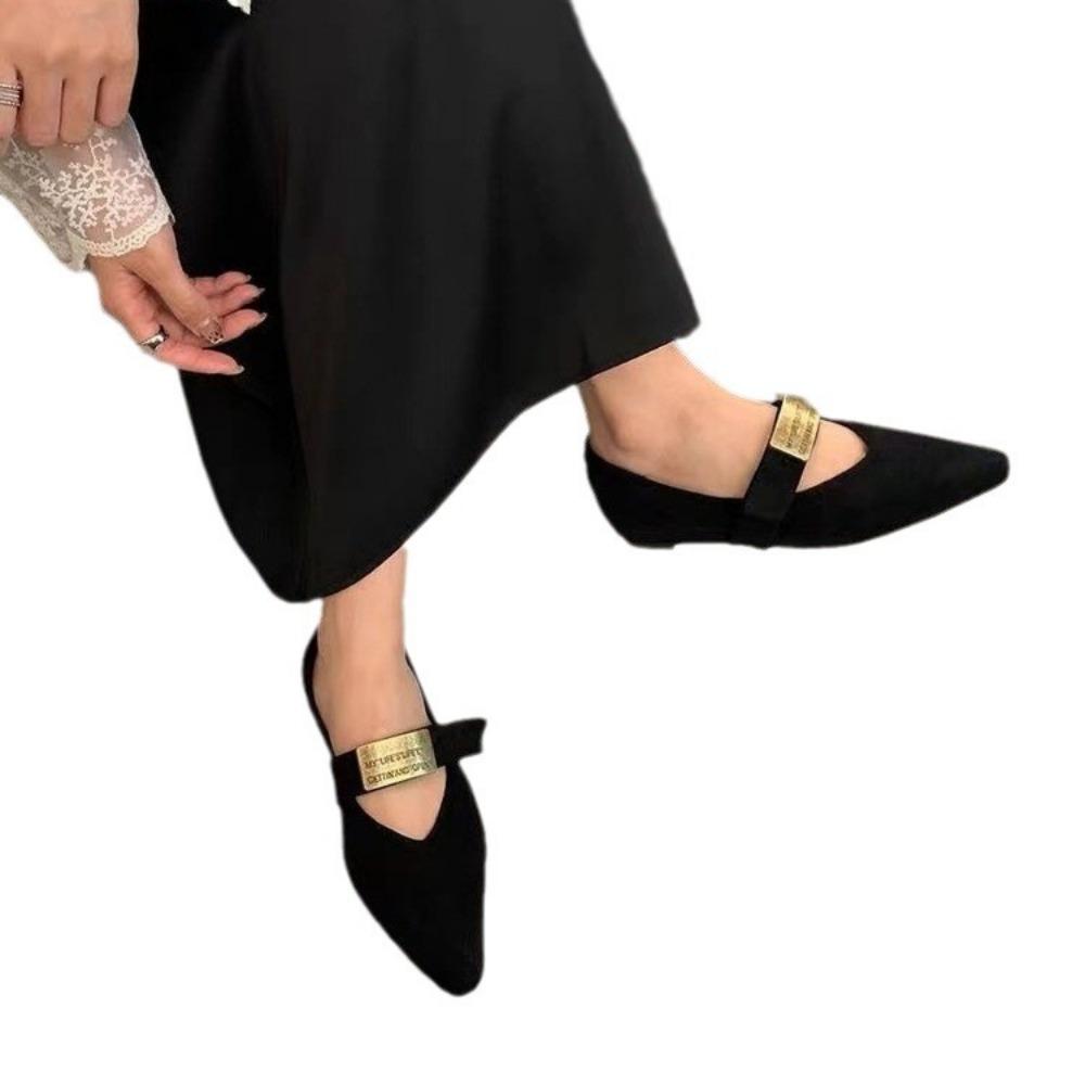 Ретро туфли Мэри Джейн женские замшевые роскошные каблуки трендовые остроносые танкетки — фото 6