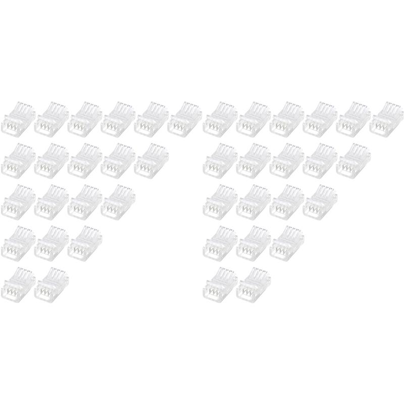 

LED Light Strip Connectors 40 Waterproof LED Adapter Connectors Solderless LED Light Strip Connectors 4 Pin 10Mm-B61B прозорий