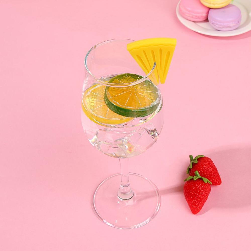 6 PCS Fruit Pattern Drink Cup Label Colorful Silicone Drink Tag Wine Glass Marker Home Kitchen