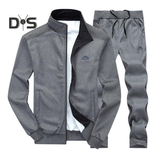 

2 шт./компл. мужской спортивный костюм с воротником-стойкой, длинным рукавом, застежкой-молнией, пальто, эластичный пояс с завязками, длинные брюки 3XL