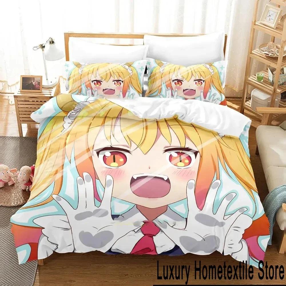 Anime Miss Kobayashi's Dragon Maid Bedding Set Duvet Cover Bed Set Quilt Cover Pillowcase Comforter King Queen Size Boys Adult