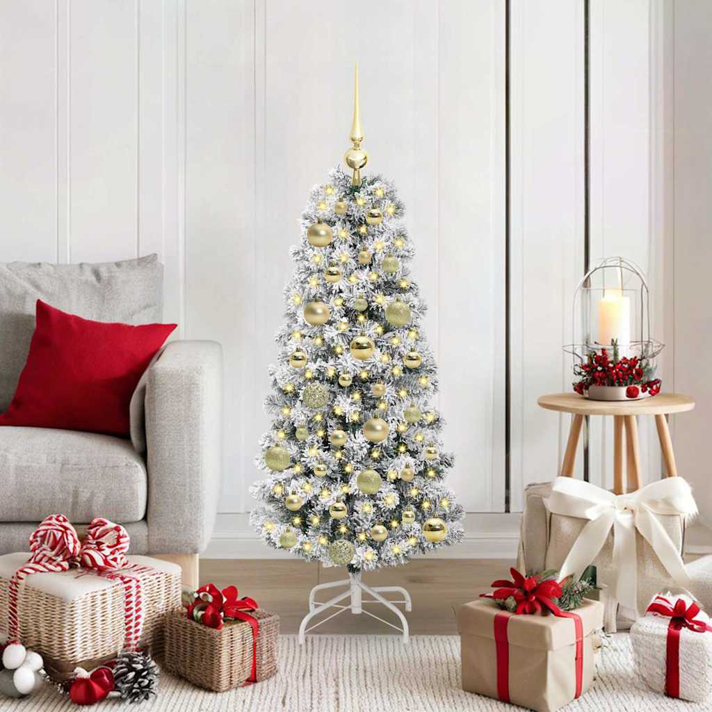 vidaXL Artificial Foldable Christmas Tree Green and White 120 cm