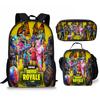 3 pièces Sac à dos d'activité Fortnite Anime Dessin animé Cartable Grande capacité Étudiant Sacs d'école Trousse à crayons Mignon et Charmant Sac à lunch Date de naissance Cadeau