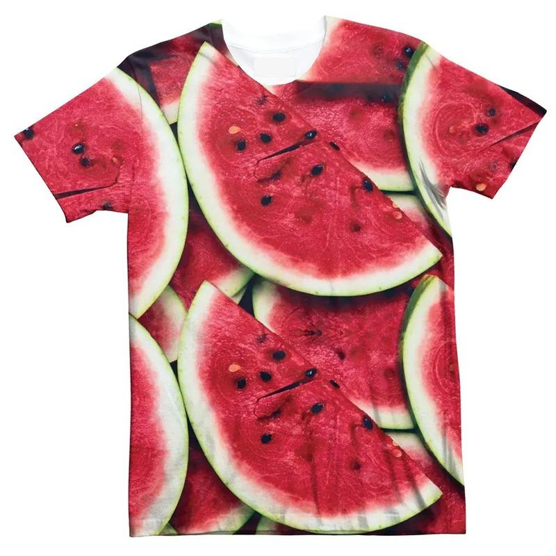 Mode 3D-bedrucktes Frucht-T-Shirt für Herren Gemüse-Grafik-T-Shirt Tops Damen Sommer Rundhals Kurzarm Street-T-Shirts