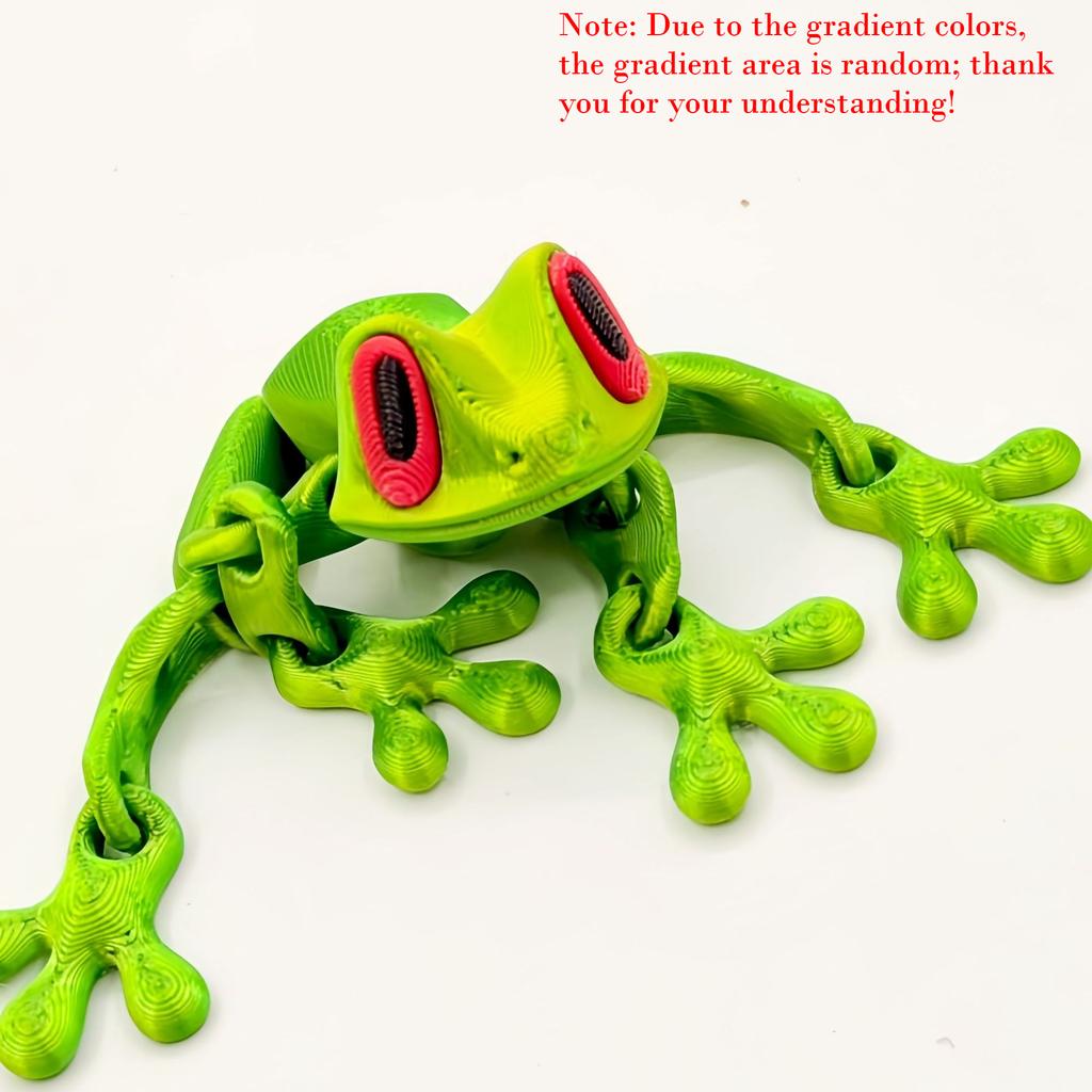 3D Printed Coloful Magnetic Frog Joint Movable Ornaments Kitchen Refrigerator Magnet Home&Office Desk Decoration 12Cm/5In