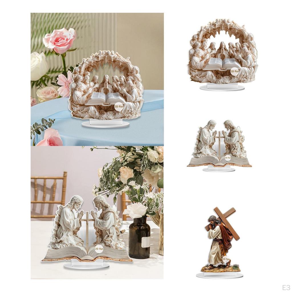 2D Acrylic Sign Jesus Ornament Handcraft Christmas Gift Tabletop Decoration for Home Office