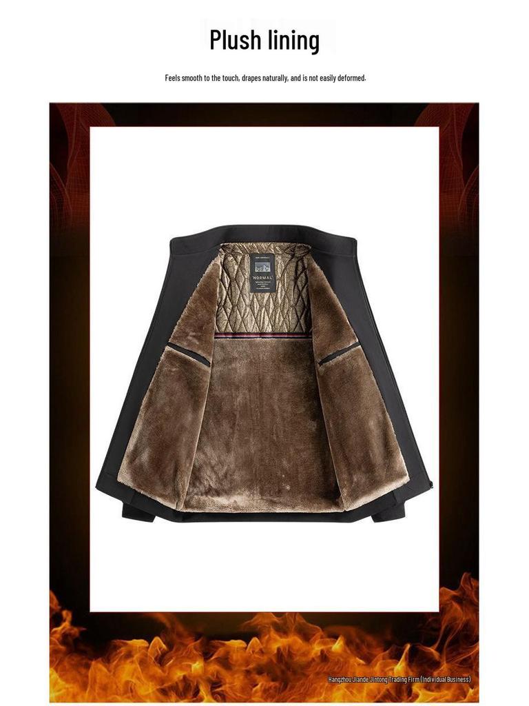 Spring & Autumn Men's Business Casual Stand-Up Collar Jacket - Lightweight, High-End Design for Middle-Aged Elegance