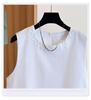 Summer 2025 Women's Chinese Style White Lace Cotton Linen Vest & Shorts Set