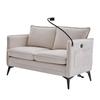Modern double-sofa small fabric sofa armchair with storage side pockets and adjustable phone stand