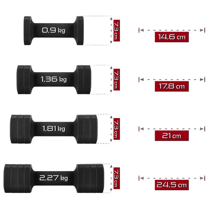 Adjustable dumbbells, 4-in-1 exercise dumbbells - black