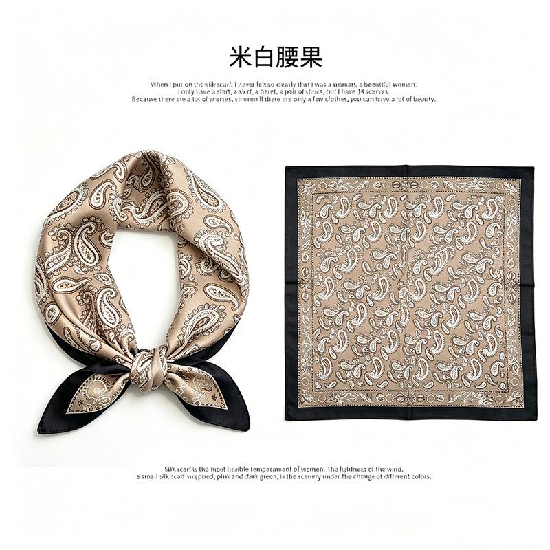 [111 mulberry silk] Korean version of classic cashew nut flower bag headscarf, small square scarf, shirt, suit, thin silk silk scarf