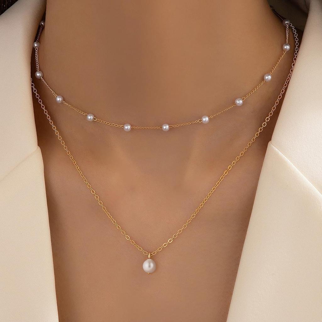 New Fashion Pearl Chain Pendant Three-layer Necklace Women's Versatile Light Luxury Temperament Premium Sense Necklace
