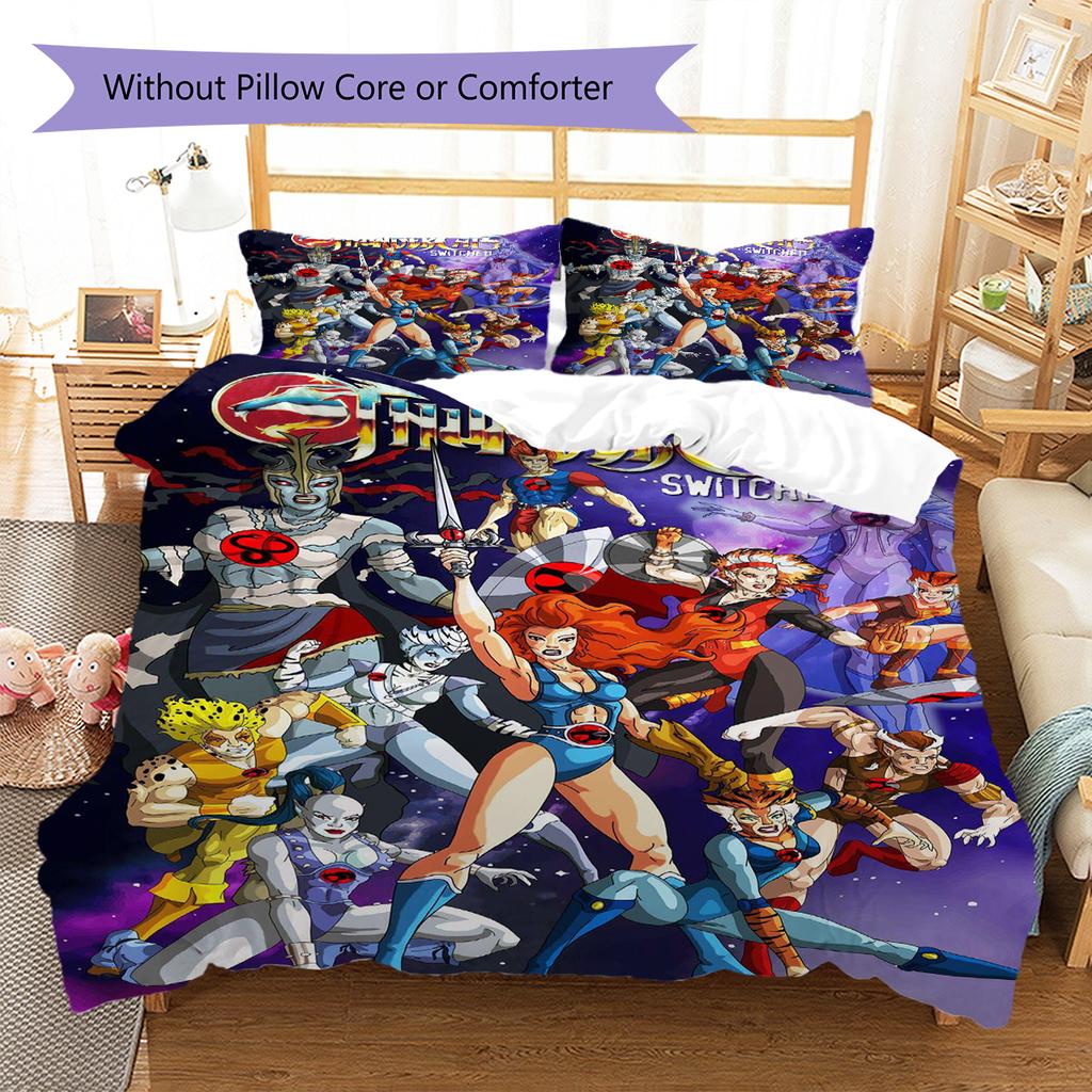 Thundercats Vzor Povlečení Sada Prošívaných Dek Quilt Cover Povlak na Polštář Domácí Dekorace Dárek (1 * povlak na peřinu + 2 * povlak na polštář, bez jádra)