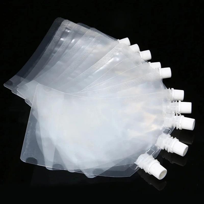 410ml Transparent Slanted Mouth Beverage Bag Stand-up Juice Bag Water Bag Drink Packaging Bag Spout Pouch for Beverage Milk Coffee Storage