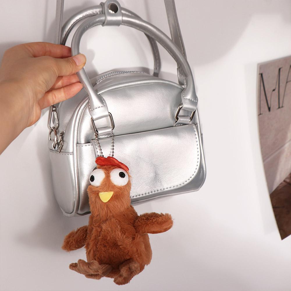 Rubber Plush Chicken Keychain Simulation Egg-laying Animal Key Holder Hens Key Ring Release Stress