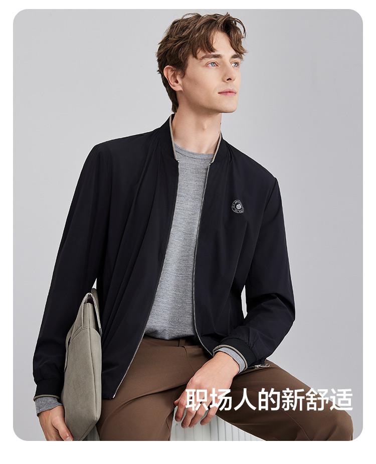 Men's Baseball Collar Jacket - Red Bean Double Sided Wear