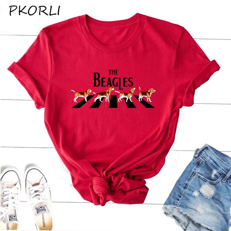 

Женская футболка The Beagles, смешная футболка для любителей собак, хлопковая повседневная футболка с коротким рукавом, футболки с графикой животных для девочек и женщин 4XL