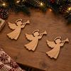 Christmas Fireplace Wall with Warm Lamp LED Wooden Angel Art 12Pcs Silhouette Light Festive Backlit