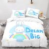 Rabbit Rainbow King Queen Duvet Cover Cartoon Animals For Children Boys Girls Easter Green Polyester Quilt Cover Bedroom Decor