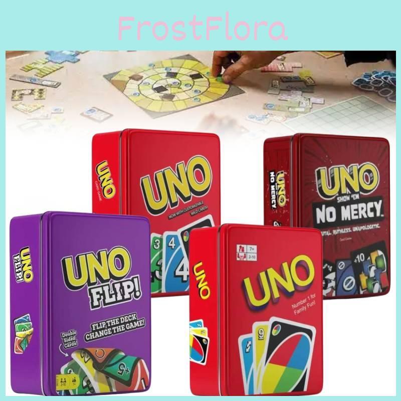 Uno Flip No Mercy Card Board Game Toy Family Party Prop Kids Gifts Iron Box