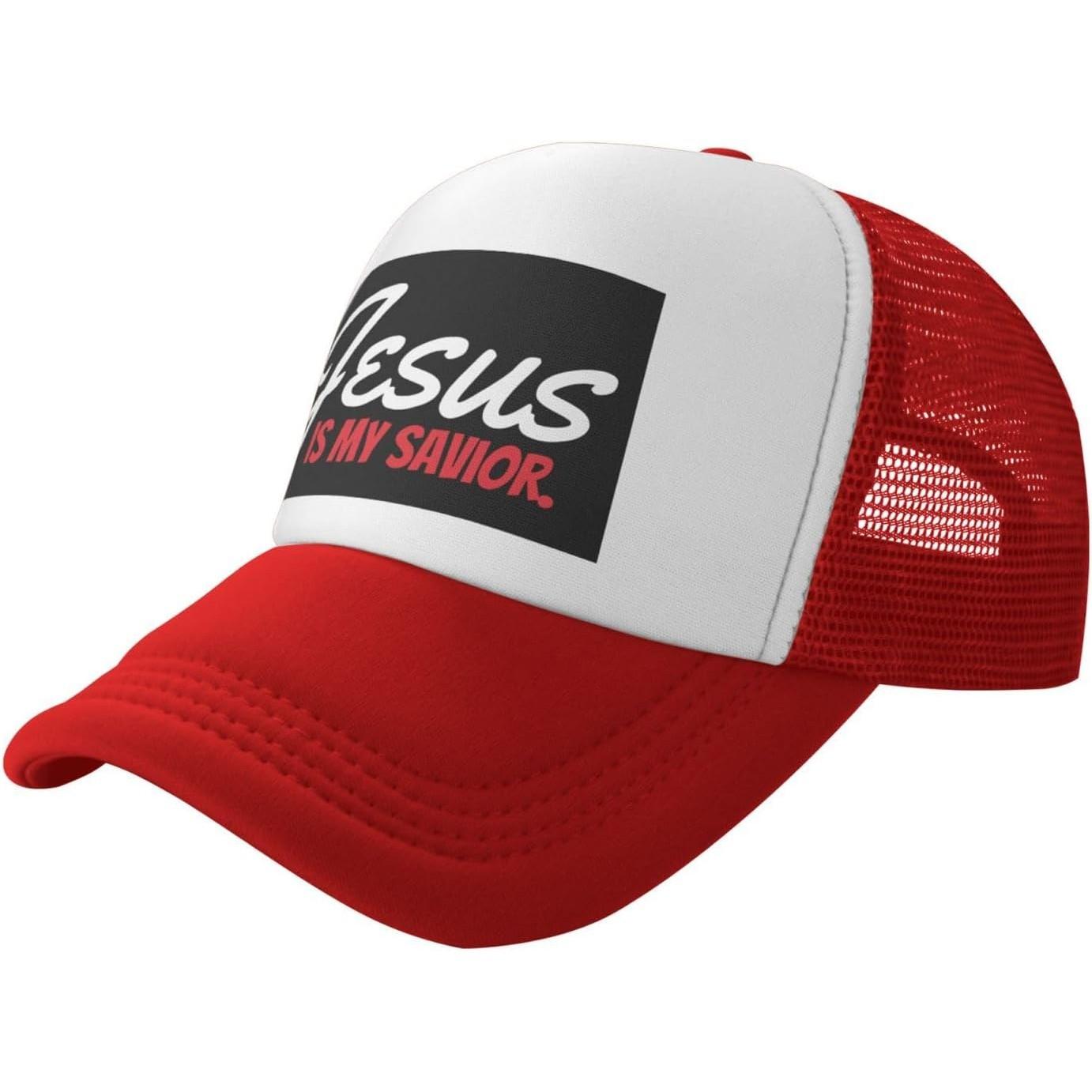 Jesus Is My Savior Trucker Hat Mesh Snapback Cap Durable Polyester Adjustable Outdoor Baseball Hat XS（old）