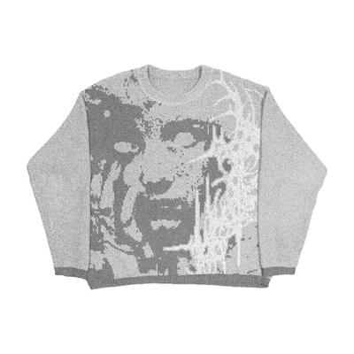 Y2K dunkler Pullover mit langen Ärmeln, lässig, locker, Gothic, Harajuku, Street, Herren- und Damen-Strickpullover für Herbst und Winter