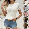 Frühling Sommer Damenmode Rundhals Ausgeschnitten Kurzarm T-Shirt Top, Lässige T-Shirts für den Alltag für Europäer Amerikaner, Crossbody Neuankunft