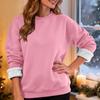 Women's Casual Fashion RoundNeck Pullover Top Winter Solid Color Plush Sweatshirt