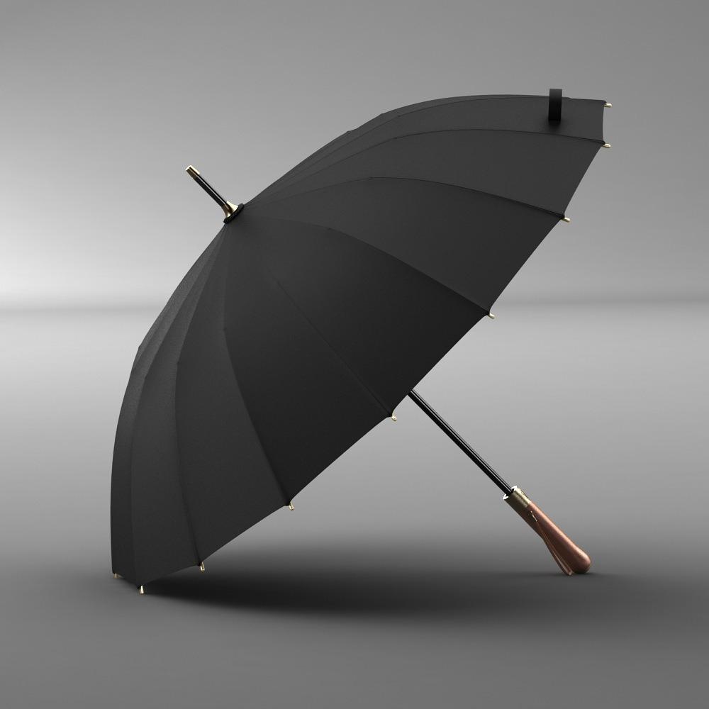 Umbrelă Automată Lemn 16 Nervuri Bărbați Rezistentă la Vânt Ploaie Femei Puternică Mare Mărită Rezistentă la Vânt Parasolar Soare Golf
